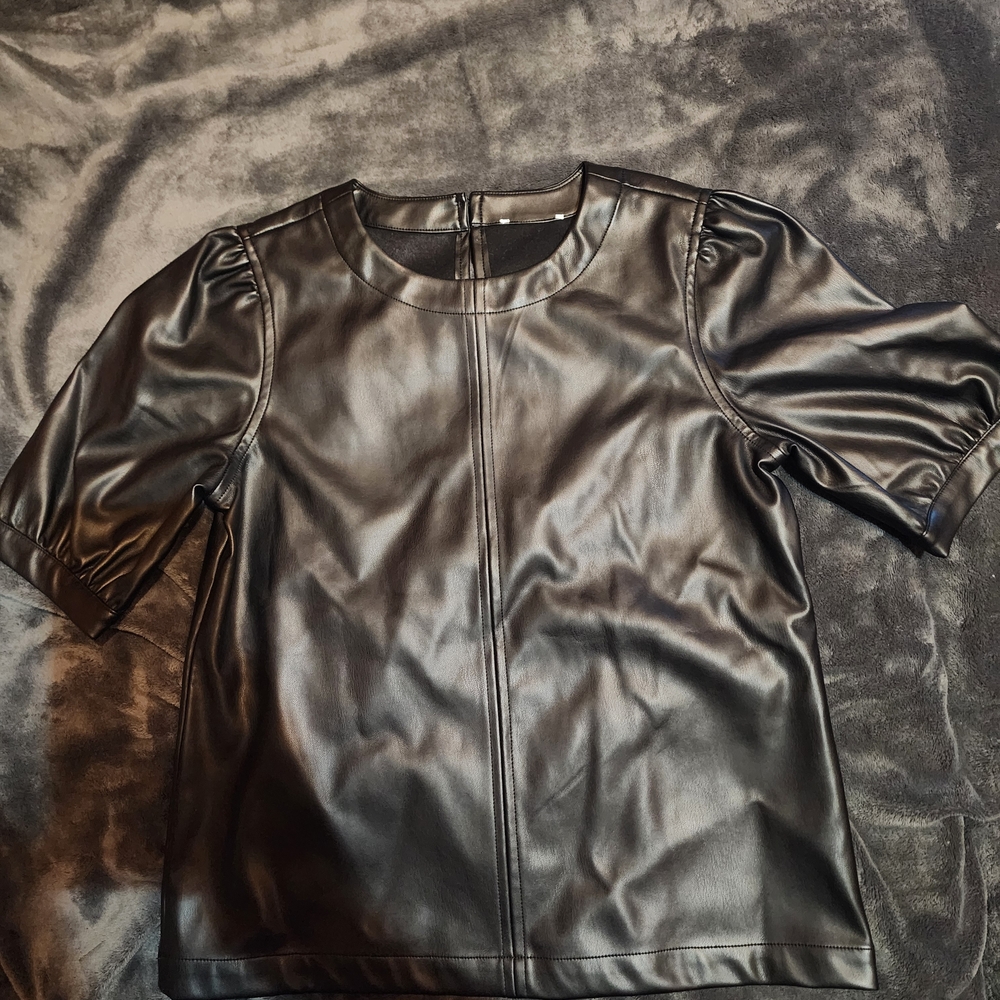 Black Faux Leather Top